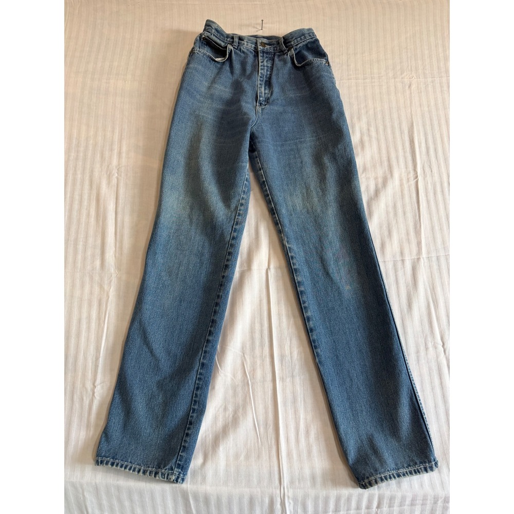 Vintage Normandee Rose High Waisted Straight Leg Jeans Blue Cotton Size 11 L